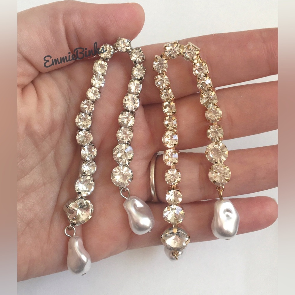 New Zara Rhinestone Crystal Drop Statement Earrings - Picture 7 of 16